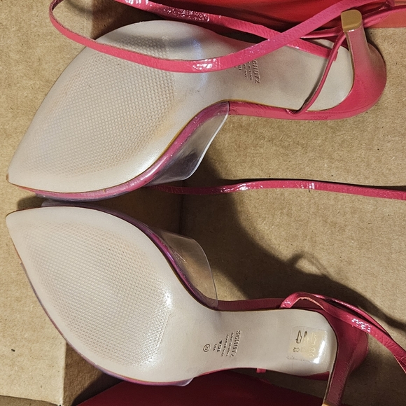 Fuschia Clear Toe Ankle Strapped Sandals - Picture 4 of 4